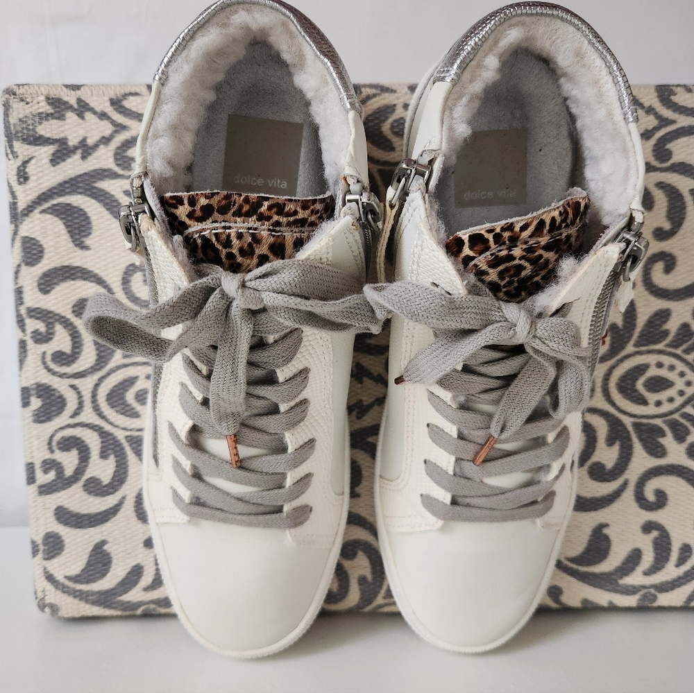 Dolce Vita Zonya Plush High Top Sneakers With Metallic Emellishments - Picture 7 of 7